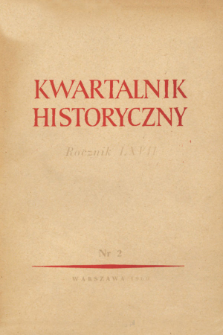 Kwartalnik Historyczny R. 67 nr 2 (1960), Title pages, Contents