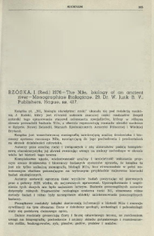 Rz&oacute;ska, J. (Red.) 1976 - The Nile biology of an ancient river - Monographiae Biologicae, 29, Dr. W. Junk B. V., Publishers, Hague, ss. 417