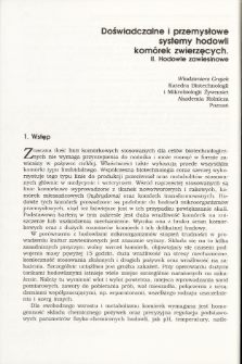 Doświadczalne i przemysłowe systemy hodowli komórek zwierzęcych. II. Hodowle zawiesinowe