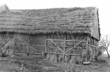 A half-timbered barn