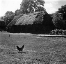 A hipped roof on the barn