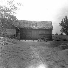 A half-timbered barn