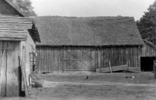 A half-timbered barn