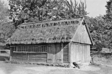 A post-and-plank barn