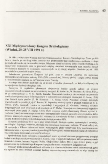 XXI Międzynarodowy Kongres Ornitologiczny (Wiedeń, 20-25 VIII 1994 r.)