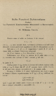 Sulle funzioni duhameliane. P.1. Le funzioni esattamente misurabili o sommabili