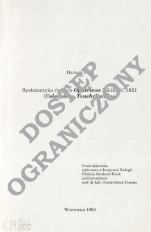 Systematyka rodzaju Opatrinus Dejan, 1821 (Coleoptera, Tenebrionidae)