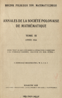 Annales de la Soci&eacute;t&eacute; Polonaise de Math&eacute;matique T. 3 (1924), Table of contents and extras