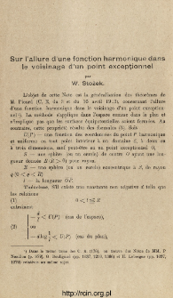 Sur l'allure d'une fonction harmonique dans le voisinage d'un point exeptionnel