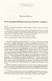 On the geographic distribution of the genus Thymbra L. (Labiatae)