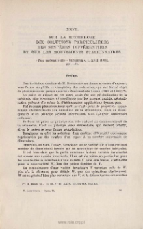 Sur la recherche des solutions particulières des systèmes diférentiels et sur les mouvements stationnaires. « Prac mat.-fizycznych », t. XVII (1906), pp. 1-40