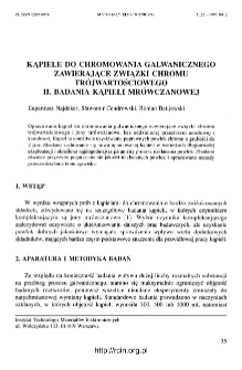 Kapiele do chromowania galwanicznego zawierające związki chromu trójwartościowego. 2 Badania kąpieli mrówczanej = Trivalent chromium plating baths. 2. Investigation of chromium - formate solutions