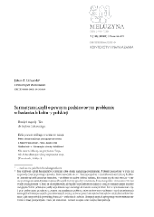 Sarmatyzm, czyli o pewnym podstawowym problemie w badaniach kultury polskiej
