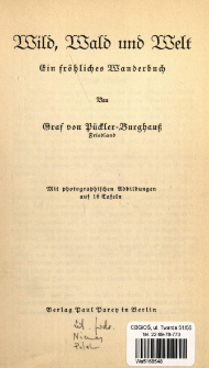Wild, Wald und Welt : ein fr&ouml;hliches Wanderbuch