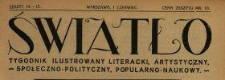 Światło : tygodnik ilustrowany literacki, artystyczny, społeczno-polityczny, popularno-naukowy 1920 N.14-15