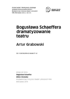 Bogusława Schaeffera dramatyzowanie teatru