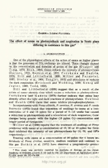 The effect of ozone on photosynthesis and respiration in Socts pines differing in resistance to this gas