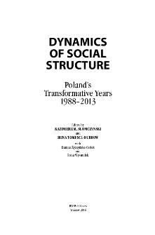Dynamics of social structure : Poland's transformative years 1988-2013. Spis treści