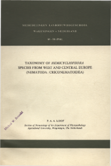 Taxonomy of Hemicycliophora species from west and central Europe (Nematoda: Criconematoidea) / P. A. A. Loof.