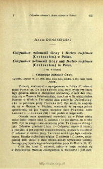 Colymbus adamsii Gray i Buteo rufinus (Cretzschm.) w Polsce = Colymbus adamsii Gray und Buteo rufinus (Cretzschm.) in Polen