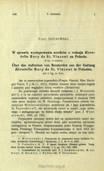 W sprawie występowania wrotk&oacute;w z rodzaju Keratella Bory de St. Vincent na Polesiu = &Uuml;ber das Auftreten von Rotatorien aus der Gattung Keratella Bory de St. Vincent in Polesien