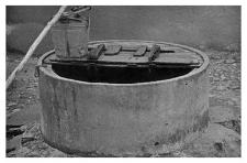A well with a manual lift