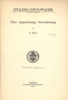 &Uuml;ber doppelsinnige Nervenleitung