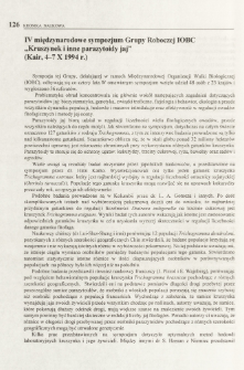 IV międzynarodowe sympozjum Grupy Roboczej IOBC "Kruszynek i inne parazytoidy jaj" (Kair, 4-7 X 1994 r.)