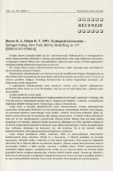 Beyers R. J., Odum H. T. 1993 - Ecological microcosms - Springer-Verlag, New York, Berlin, Heidelberg, ss. 557. [ISBN 0-387-97980-8]