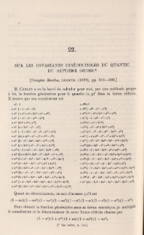 Sur les covariants irr&eacute;ductibles du quantic du septi&eacute;me ordre
