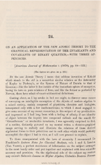 On an application of the new atomic theory to the graphical representation of the invariants and covariants of binary quadrics, - with three appendices