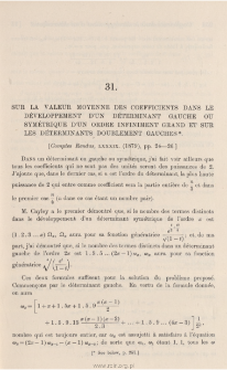 Sur la valeur moyenne des coefficients dans le d&eacute;veloppement d'un d&eacute;terminant gauche ou sym&eacute;trique d'un ordre infiniment grand et sur les d&eacute;terminants doublement gauches