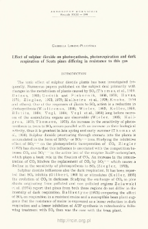 Effect of sulphur dioxide on photosythesis, photorespiration and dark respiration of Scots pines differing in resistance to this gas
