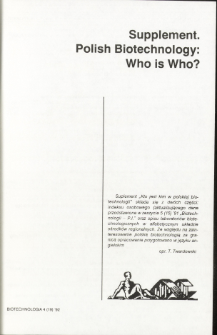 Supplement. Polish Biotechnology: Who Is Who?