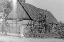 A residential building with a half-timbered construction