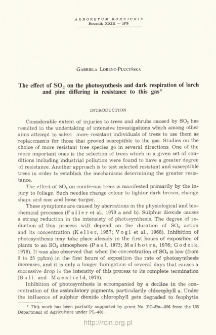 The effect of SO2 on the photosynthesis and dark respiration of larch and pine differing in resistance to this gas