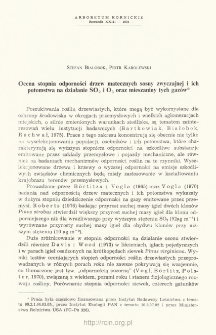 Evaluation of the degree of tosistance of maternal scots pine trees and their progeny to the action of SO2, O3 and a mixture of these gases