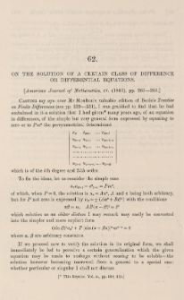 On the solution of a certain class of difference or differential equations