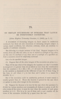 On certain succesisions of integers that cannot be indefinitely continued