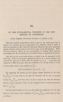 On the fundamental theorem in the new method of partitions
