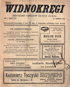 Widnokręgi : dwutygodnik poświęcony kulturze polskiej. Z. 20, 1910