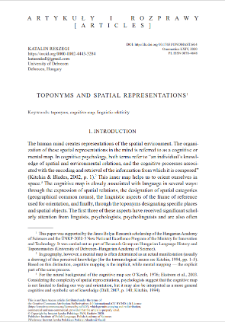 Toponyms and spatial representations