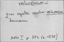 Kartoteka Słownika Łaciny Średniowiecznej; reclusorium - redditor