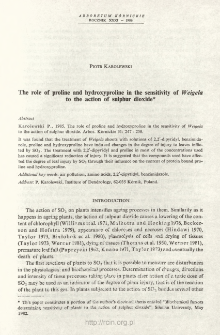 The role of proline and hydroxyproline in the sensitivity of Weigela to the action of sulphur dioxide