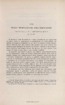 Sullo spostamento dell'equilibrio. « Atti Ist. Ven. », ser. 5ª, t. LXXI (1911-12), parte II, pp. 241-249