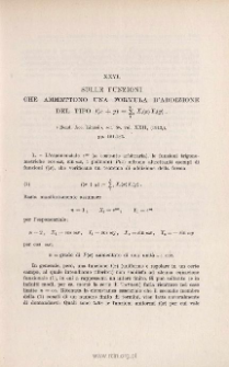 Sulle funzioni che ammettono una formula d'addizione del tipo f(x+y). « Rend. Acc. Lincei », ser. 5ª, vol. XXII2 (1913)2, pp. 181-183