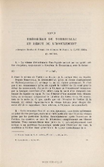 Théorè mede Torricelli et début de l'écoulement. « Comptes Rendus de l'Acad. des Sc. de Paris », t. CLVII (1913), pp. 481-484