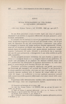 Sulla integrazione di una classe di equazioni dinamiche