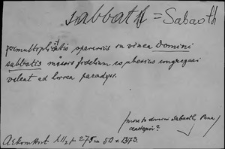 Kartoteka Słownika Łaciny Średniowiecznej; sabaoth - saio