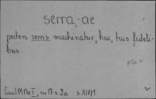 Kartoteka Słownika Łaciny Średniowiecznej; serra - sexus